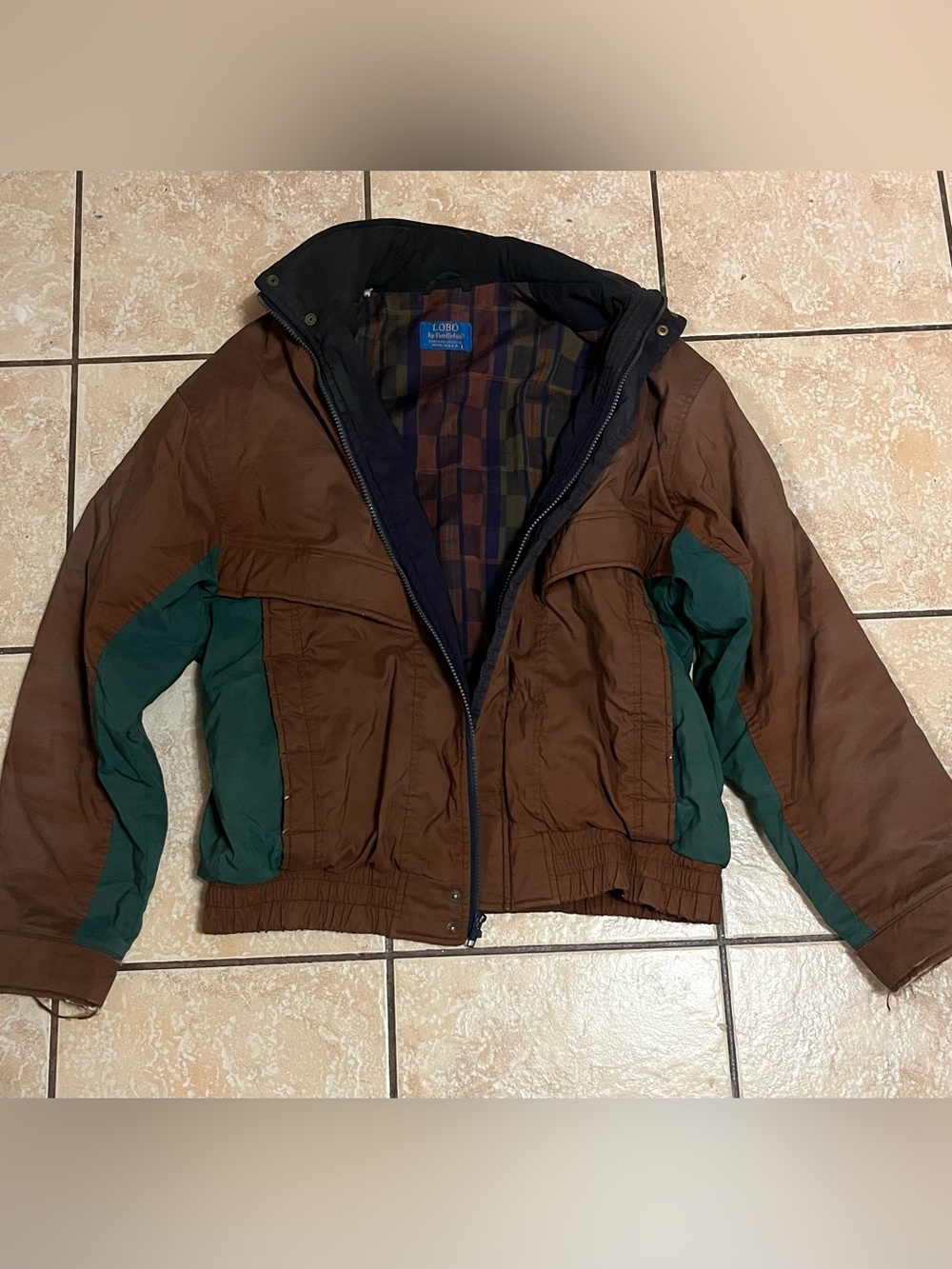 80's-90's Vintage Lobo by Pendleton Flannel Bomber Jacket Heavy Coat Winterwear